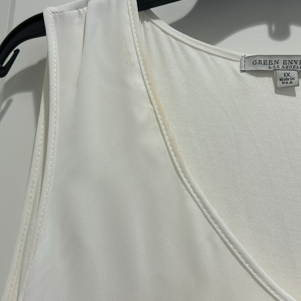 Green Envelope White Flutter Sleeve Tank Top - Picture 8 of 11